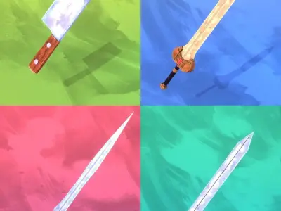 Stylized Swords and Knives Pack Low-poly 3D model