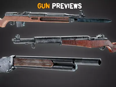 15 Game-Ready Word War 2 Guns and Texture   Vol 18 Low-poly 3D model