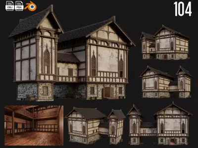 Old Medieval Building 4K Textures GameReady 104 Low-poly 3D model