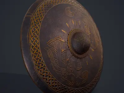 Viking Sun Shield Low-poly 3D model