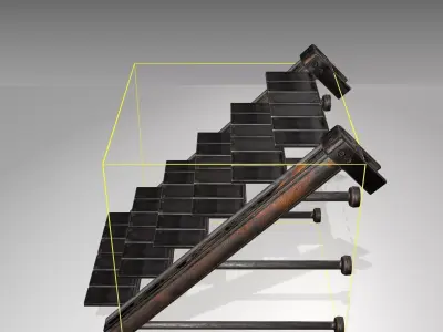 Futuristic Stairs - 13 - Rusty Textures Low-poly 3D model