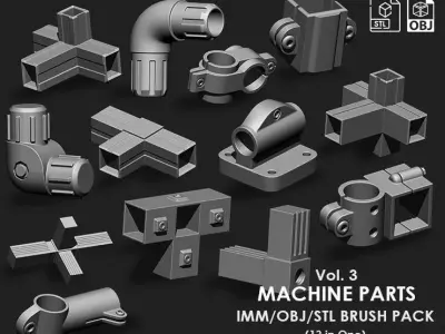 Machine Parts IMM OBJ STL Brush Pack 12 in One vol 4 3D model