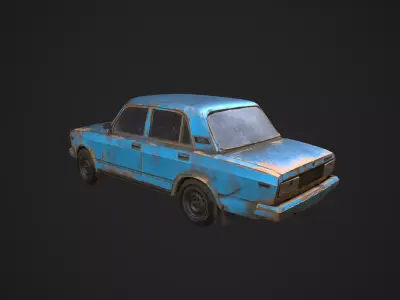 Abandoned Rusty Vehicles Pack 5 In 1 Low-poly 3D model