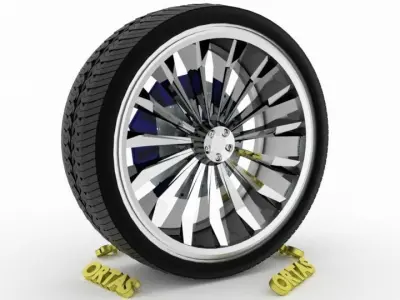 ORTAS CAR WHEEL RIM 140 GAME READY WHEEL RIM TIRE 3D model