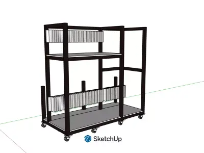 Professional Mobile Sheet Goods and Lumber Rack 3D model