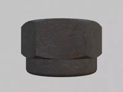 M10 Nut Coarse Threads Lock Type with Rusty Iron Texture 3D model