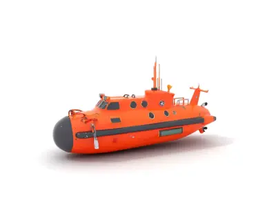 Bright Orange Submarine model pack Low-poly 3D model