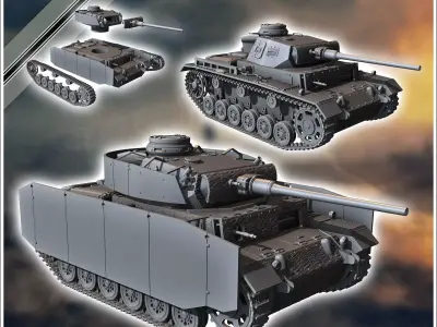 Panzer III Ausf M - miniatures tabletop scenery 3D print model