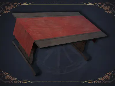 Medieval Table Low-polygon 3D model Low-poly 3D model