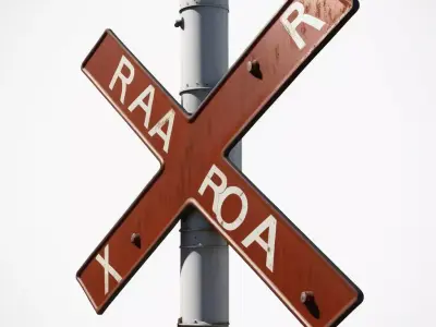 Rusty Railroad Crossing Sign 3D model