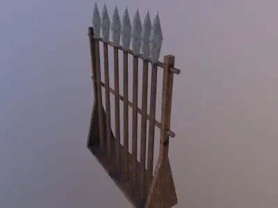 Low Poly Spears wooden rack with six arrows Free low-poly 3D model