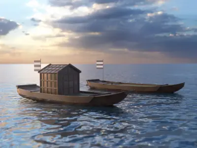 Japanese Medieval Ferry 3D model