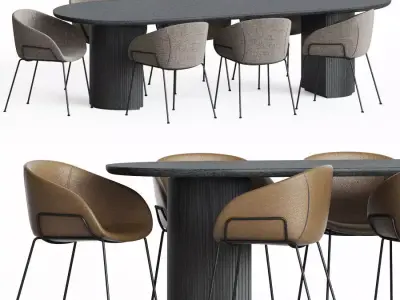 Dining Set rectangular table 3D model