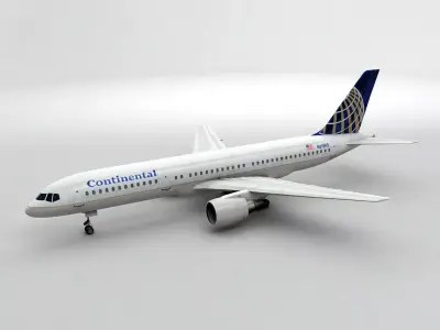 Boeing 757-200 Airliner - Continental Airlines Low-poly 3D model