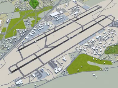 McGhee Tyson Airport Knoxville 10km Low-poly 3D model
