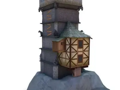 Medieval Building 38 Wizard Tower Low-poly 3D model
