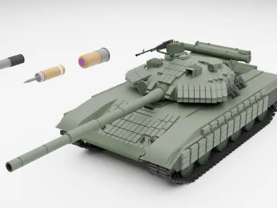 T-64 BV MBT Low-poly 3D model
