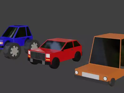 lowpoly cars three different Free low-poly 3D model