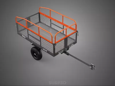 TOWING TRAILER TOW BEHIND DUMP GARDEN TRACTOR CONSTRUCTION CART 3D model
