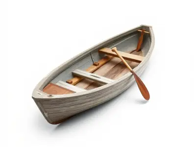 Weathered Old Rowboat with Oars model pack Low-poly 3D model