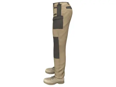 Men Multi Pockets Tactical Cargo Military Pants With Boots Low-poly 3D model