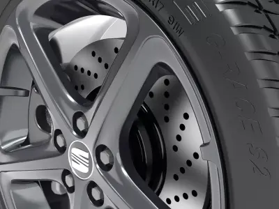 Orig 3D Seat VW rim wheel 7x17 BBS 4817 incl tyre and brake 3D model