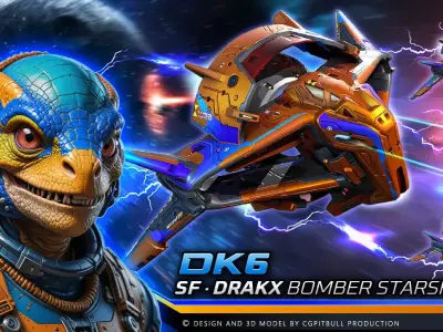 DRAKX - ALIEN Bomber DK6 Low-poly 3D model