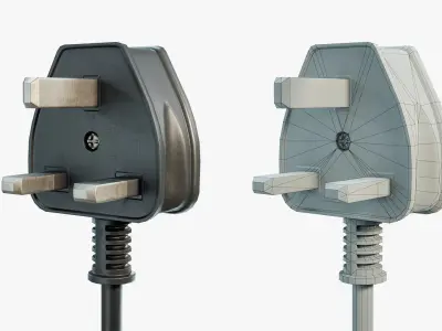 Electrical Plug Type G Low-poly 3D model