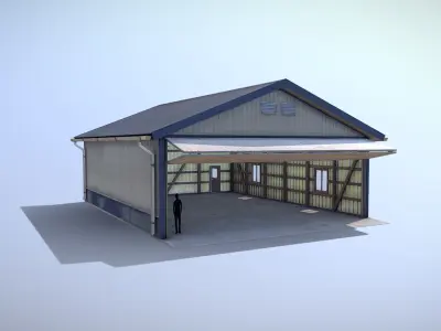 Airfield Hangar 12m Vr1 BLUE Low-poly 3D model