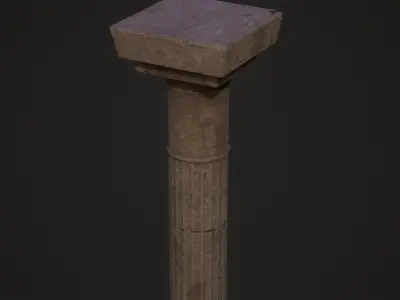 Old Temple Pillar Low-poly 3D model