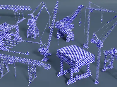 Cranes - Low Poly - 10 pieces Low-poly 3D model