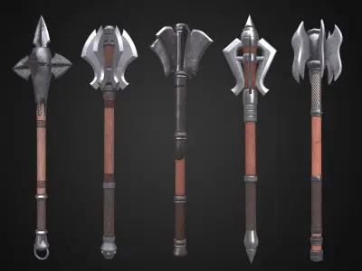 5 Maces pack 3D Model Collection