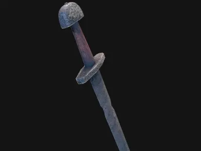 Viking Sword Wooden Hilt Low-poly 3D model