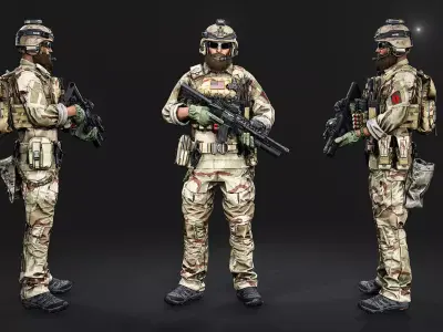 Modular US Special Forces Soldier Low-poly 3D model