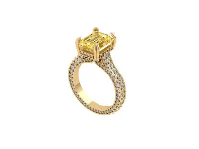 Emerald Art Deco Ring 3D print model 38