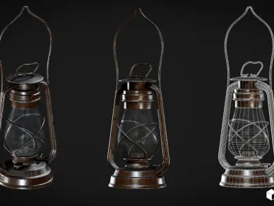 Lantern - Oil Lamp Set Low-poly 3D model
