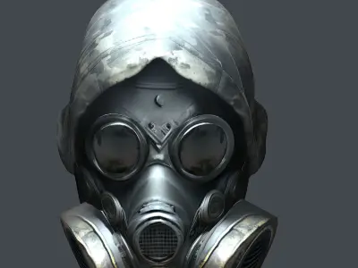 Gas mask helmet 3d model military combat Low-poly  Low-poly 3D model 6