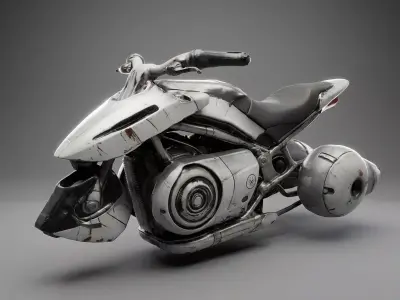 Sci-Fi Hover Bike - Damaged Cyberpunk Vehicle - Game Ready PBR Low-poly 3D model