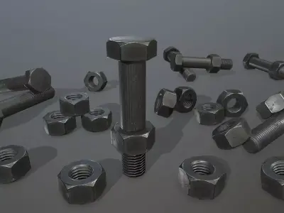 Bolts bolt and nut Low-poly 3D model 3