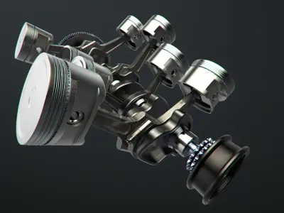 V8 Engine Working Animated 3D model