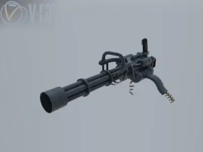 minigun grenade launcher Low-poly 3D model