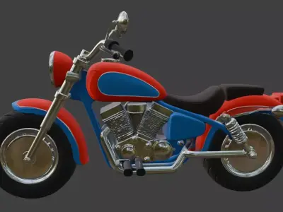Stylized Cruiser Motorcycle 3D Model 3D model