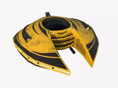 Alien Spaceship UFO D08 Yellow Dirt - Sci Fi Spacecraft Design Low-poly 3D model