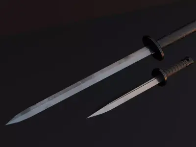 medieval sword and dagger-low Poly game ready medieval weapon   Low-poly 3D model