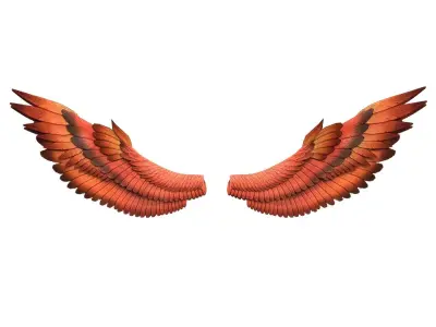 Fantasy Red Wing Low-poly 3D model