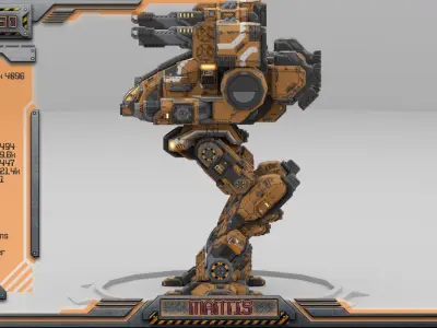 Mantis Lowpoly Animated BattleMech Low-poly 3D model