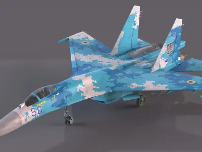  Ukrainian Sukhoi Su-27 Flanker Fighter Aircraft 