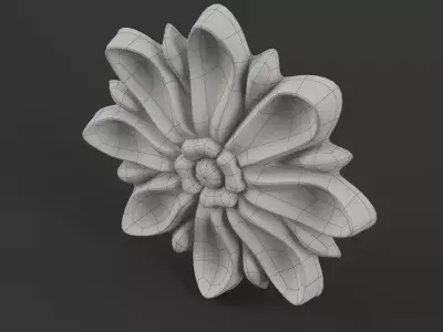 Carved Floral Rosette for Classic Furniture 3D model