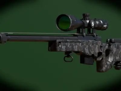 AWP sniper rifle Low-poly 3D model
