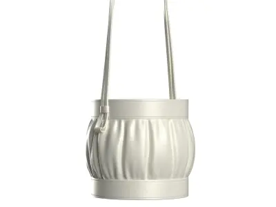 White Leather Round Basket Bag 3D model